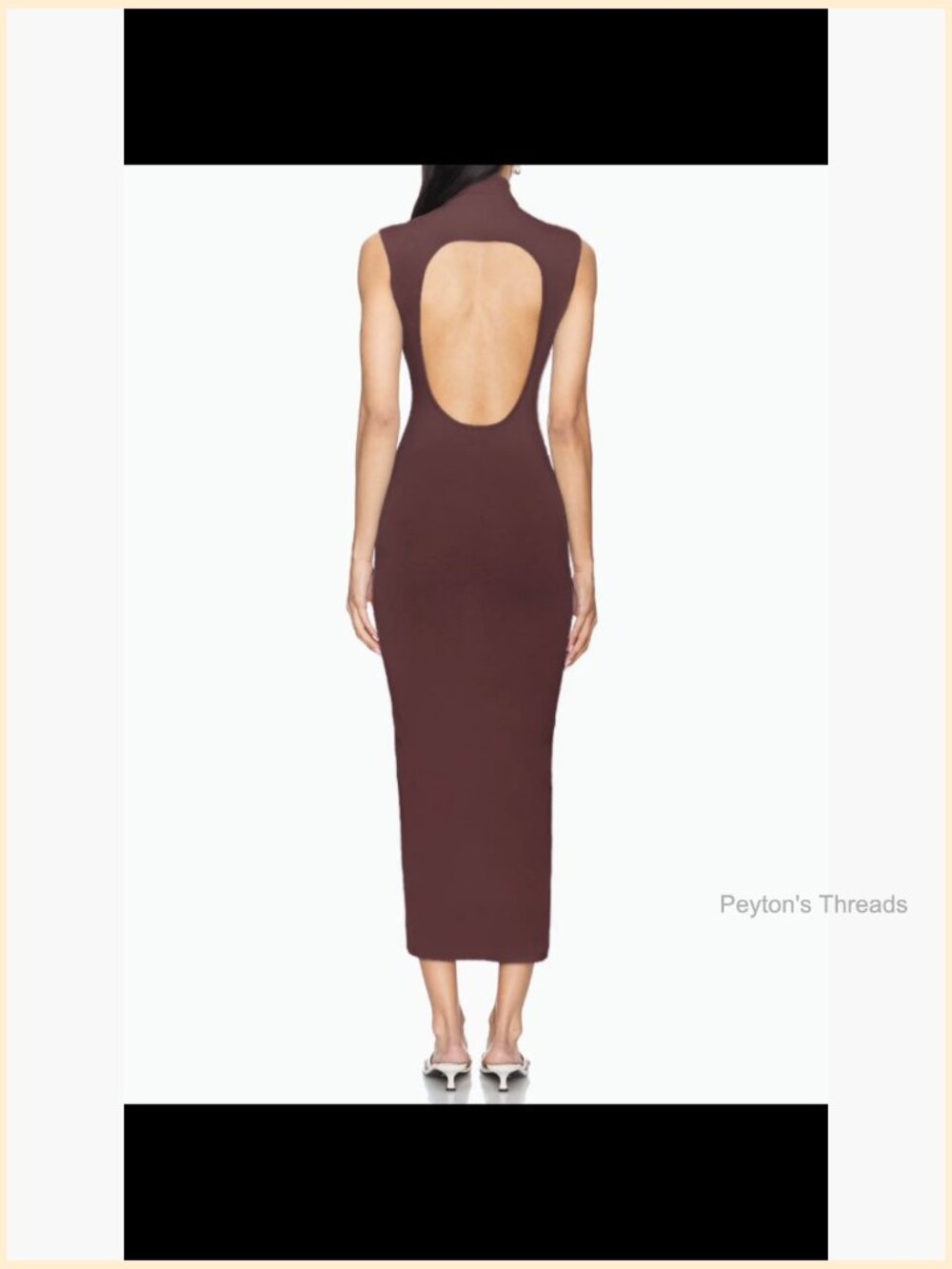 Sleeveless High Neck Backless Fitted Midi Dress Bodycon Mockneck Cut Out Back - Picture 7 of 7